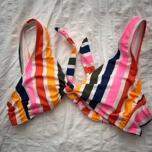 California Waves Multicolor Striped Kids Bikini Top